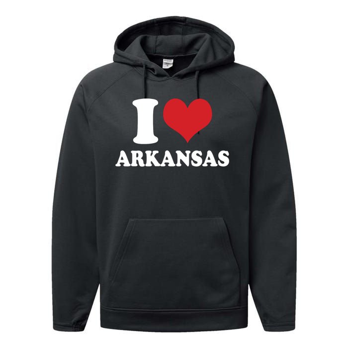 I Love Arkansas Ar American Usa Performance Fleece Hoodie