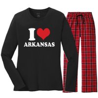 I Love Arkansas Ar American Usa Women's Long Sleeve Flannel Pajama Set 