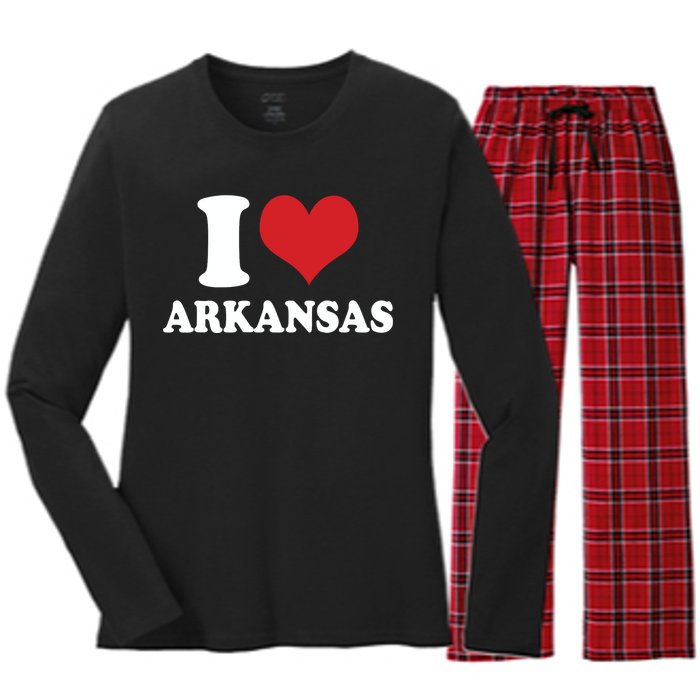 I Love Arkansas Ar American Usa Women's Long Sleeve Flannel Pajama Set 