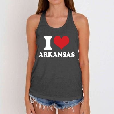 I Love Arkansas Ar American Usa Women's Knotted Racerback Tank