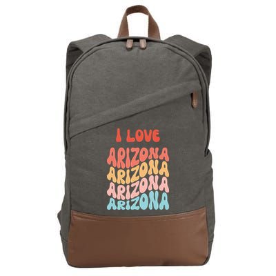 I Love Arizona Vintage Retro State Of Arizona Usa Cotton Canvas Backpack