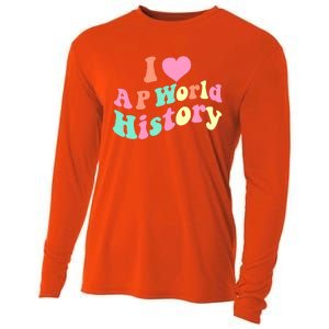 I Love AP World History Funny Groovy Design AP World History Cooling Performance Long Sleeve Crew