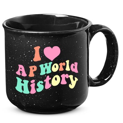I Love AP World History Funny Groovy Design AP World History 15oz Campfire Ceramic Mug
