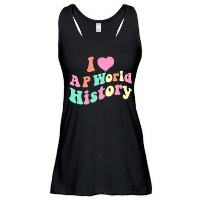 I Love AP World History Funny Groovy Design AP World History Ladies Essential Flowy Tank