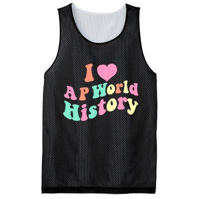 I Love AP World History Funny Groovy Design AP World History Mesh Reversible Basketball Jersey Tank