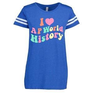 I Love AP World History Funny Groovy Design AP World History Enza Ladies Jersey Football T-Shirt