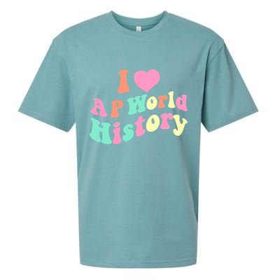 I Love AP World History Funny Groovy Design AP World History Sueded Cloud Jersey T-Shirt
