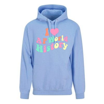 I Love AP World History Funny Groovy Design AP World History Unisex Surf Hoodie