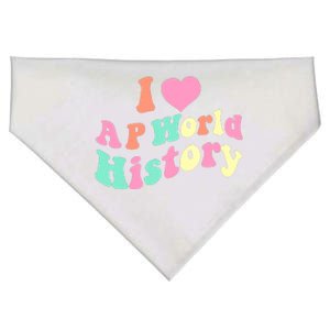 I Love AP World History Funny Groovy Design AP World History USA-Made Doggie Bandana