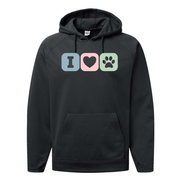 I Love Animals Dog Cat Rescue Owner Gift Performance Fleece Hoodie