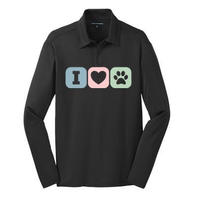 I Love Animals Dog Cat Rescue Owner Gift Silk Touch Performance Long Sleeve Polo