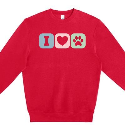 I Love Animals Dog Cat Rescue Owner Gift Premium Crewneck Sweatshirt