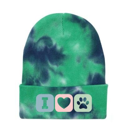 I Love Animals Dog Cat Rescue Owner Gift Tie Dye 12in Knit Beanie