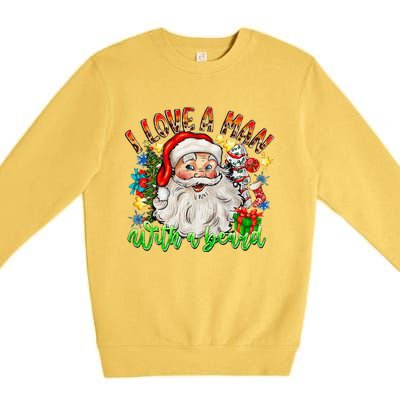 I Love A Man With A Beard Santa Claus Christmas Premium Crewneck Sweatshirt