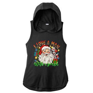 I Love A Man With A Beard Santa Claus Christmas Ladies PosiCharge Tri-Blend Wicking Draft Hoodie Tank