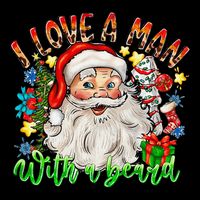 I Love A Man With A Beard Santa Claus Christmas Drawstring Bag