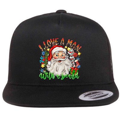 I Love A Man With A Beard Santa Claus Christmas Flatbill Hat