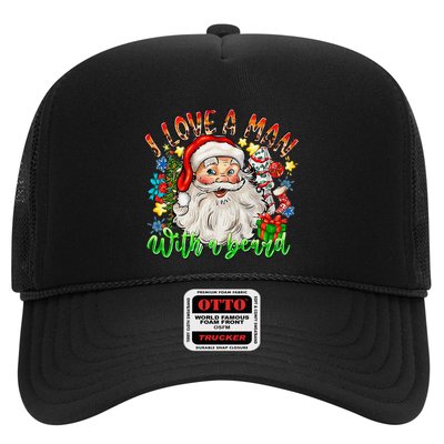 I Love A Man With A Beard Santa Claus Christmas Trucker Hat