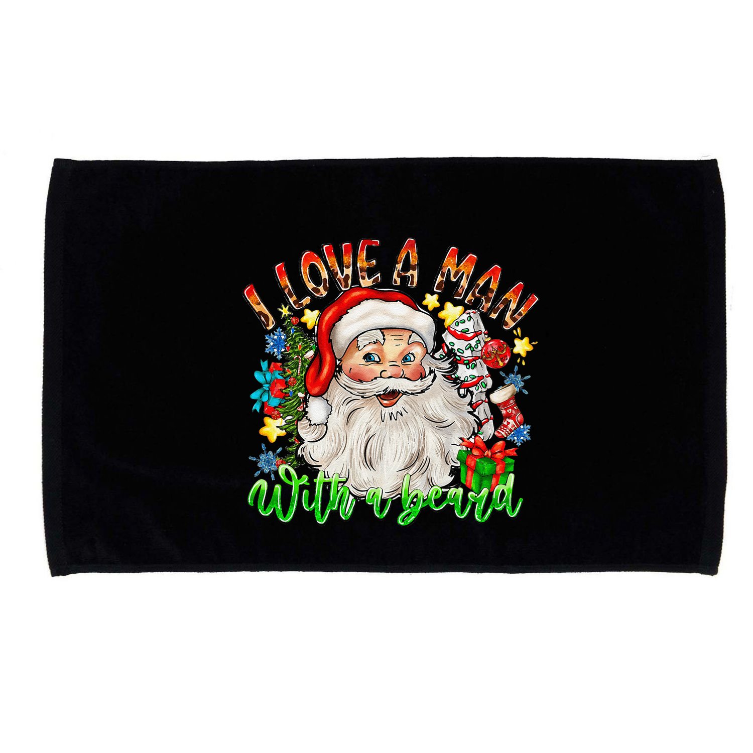 I Love A Man With A Beard Santa Claus Christmas Microfiber Hand Towel