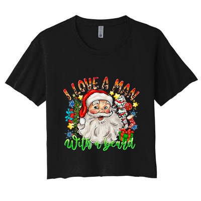 I Love A Man With A Beard Santa Claus Christmas Crop Top