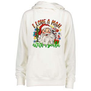 I Love A Man With A Beard Santa Claus Christmas Womens Funnel Neck Pullover Hood