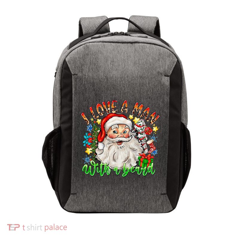 I Love A Man With A Beard Santa Claus Christmas Vector Backpack