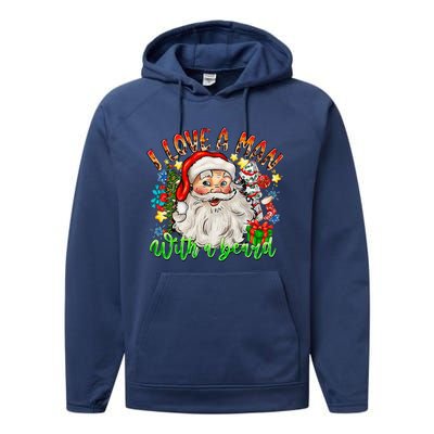 I Love A Man With A Beard Santa Claus Christmas Performance Fleece Hoodie