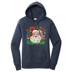 I Love A Man With A Beard Santa Claus Christmas Women's Pullover Hoodie