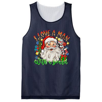 I Love A Man With A Beard Santa Claus Christmas Mesh Reversible Basketball Jersey Tank