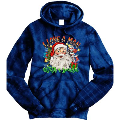 I Love A Man With A Beard Santa Claus Christmas Tie Dye Hoodie