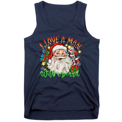 I Love A Man With A Beard Santa Claus Christmas Tank Top