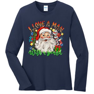 I Love A Man With A Beard Santa Claus Christmas Ladies Long Sleeve Shirt