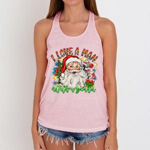 I Love A Man With A Beard Santa Claus Christmas Women's Knotted Racerback Tank