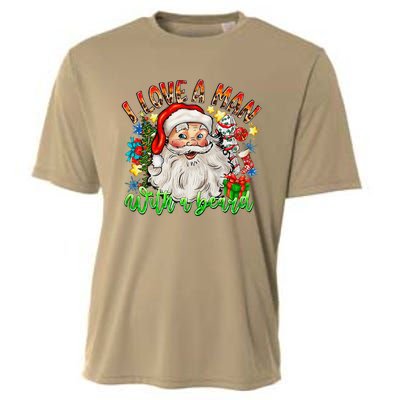 I Love A Man With A Beard Santa Claus Christmas Cooling Performance Crew T-Shirt