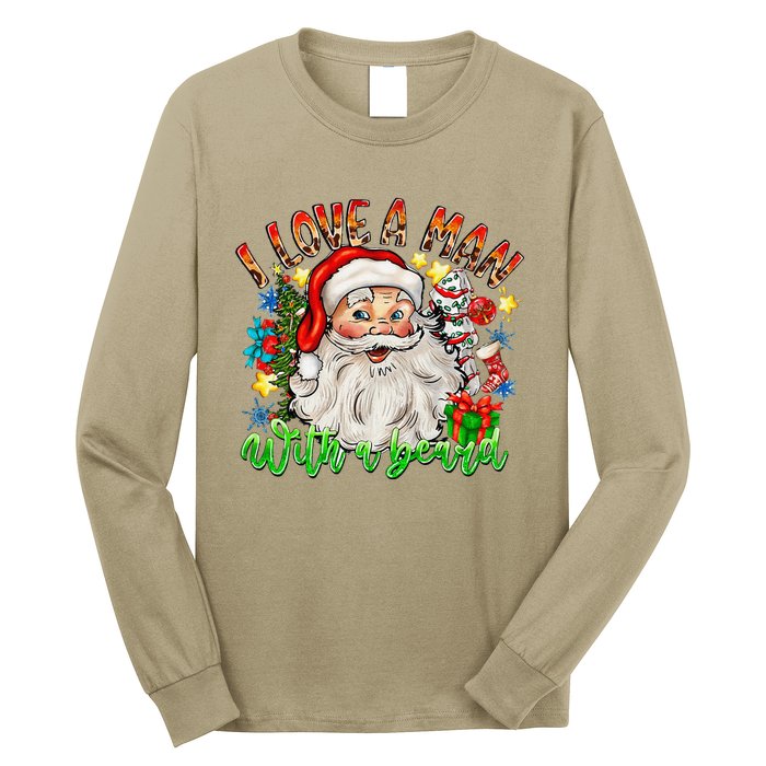 I Love A Man With A Beard Santa Claus Christmas Long Sleeve Shirt