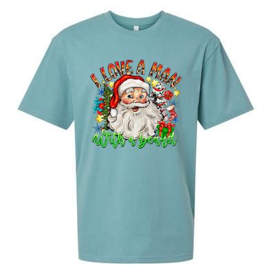 I Love A Man With A Beard Santa Claus Christmas Sueded Cloud Jersey T-Shirt