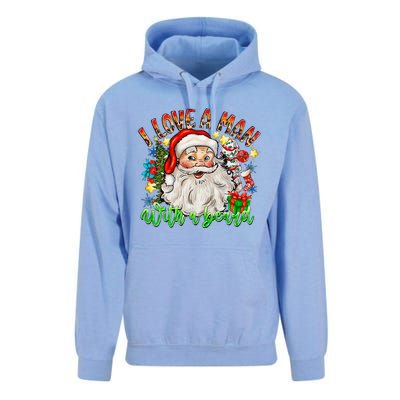 I Love A Man With A Beard Santa Claus Christmas Unisex Surf Hoodie