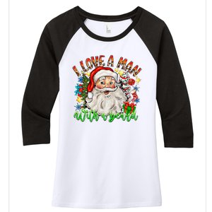 I Love A Man With A Beard Santa Claus Christmas Women's Tri-Blend 3/4-Sleeve Raglan Shirt