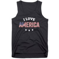 I Love America Funny Patriotic 4th of July USA Tank Top