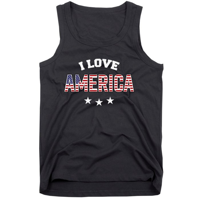 I Love America Funny Patriotic 4th of July USA Tank Top