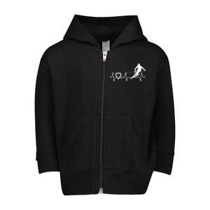 I Love Alpine Skiing Heartbeat Alpine Skier Downhill Ski Gift Toddler Zip Fleece Hoodie