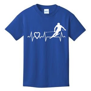 I Love Alpine Skiing Heartbeat Alpine Skier Downhill Ski Gift Kids T-Shirt