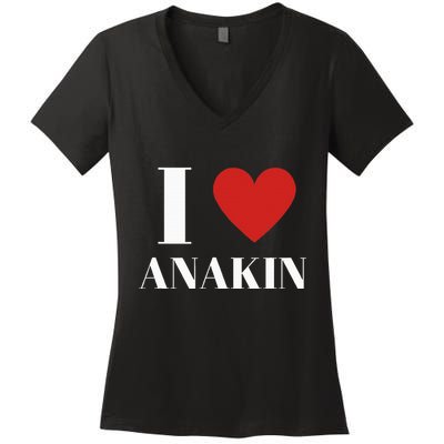 I Love Anakin Heart Family Lover Women's V-Neck T-Shirt