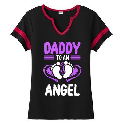 Infant Loss Awareness Pregnant Daddy To An Angel Funny Gift Ladies Halftime Notch Neck Tee