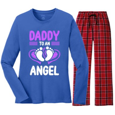 Infant Loss Awareness Pregnant Daddy To An Angel Funny Gift Women's Long Sleeve Flannel Pajama Set 