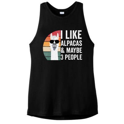 I Like Alpacas And Maybe 3 People Apparel Llama Lovers Ladies PosiCharge Tri-Blend Wicking Tank