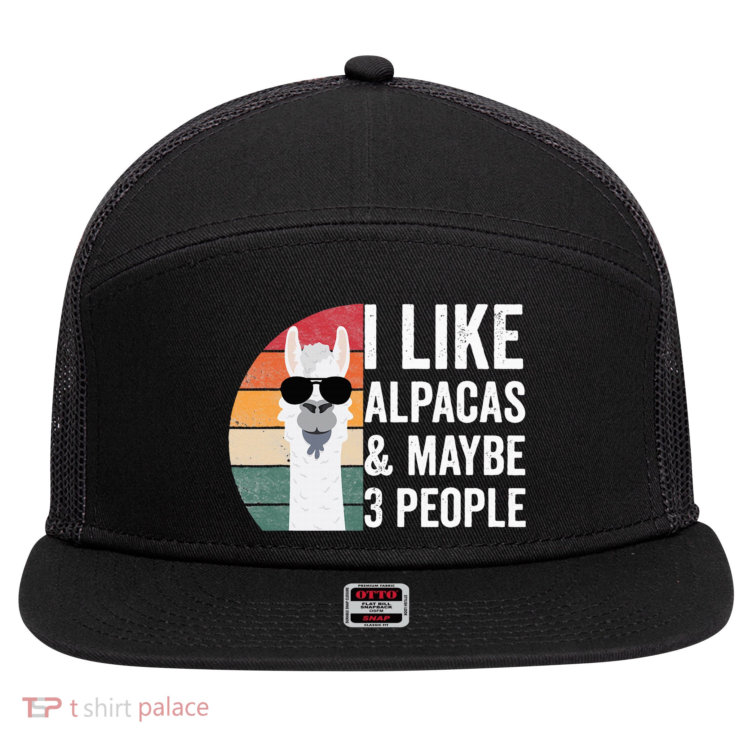I Like Alpacas And Maybe 3 People Apparel Llama Lovers 7 Panel Mesh Trucker Snapback Hat