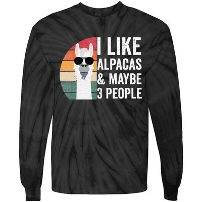 I Like Alpacas And Maybe 3 People Apparel Llama Lovers Tie-Dye Long Sleeve Shirt