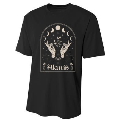 I Love Alanis Personalized Retro Moon First Name Performance Sprint T-Shirt