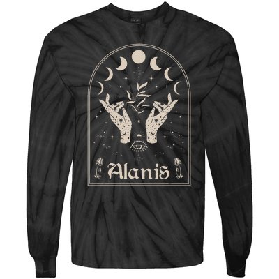 I Love Alanis Personalized Retro Moon First Name Tie-Dye Long Sleeve Shirt